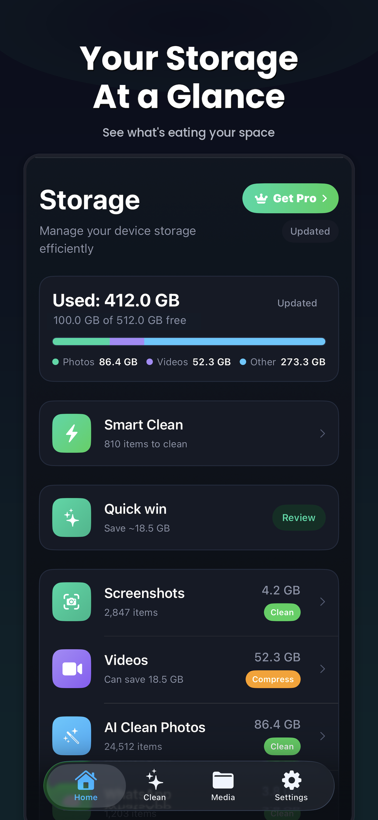 Clean Kit Home Screen